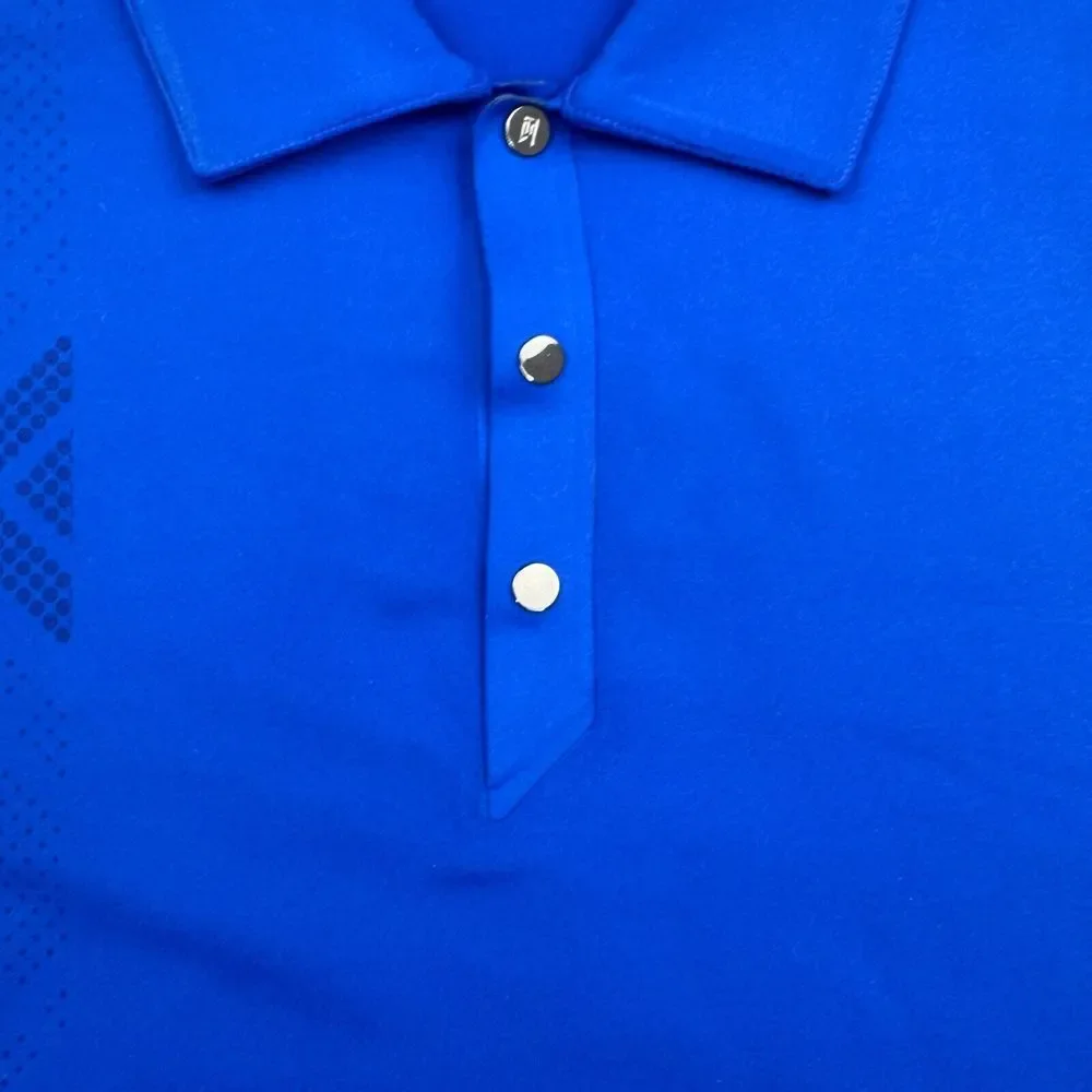 Tiger Wood Collection Nike Polo Shirt Mens L Blue Dri-Fit Short Sleeve Golf - Picture 3 of 7
